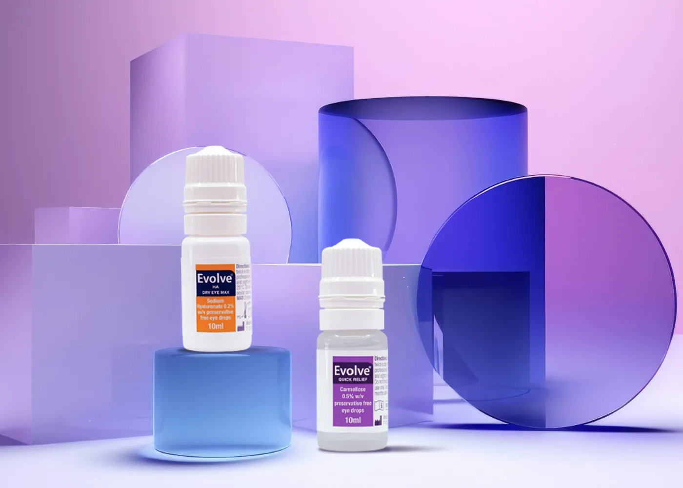 Evolve eye drops bottle for screen fatigue and digital eye strain relief